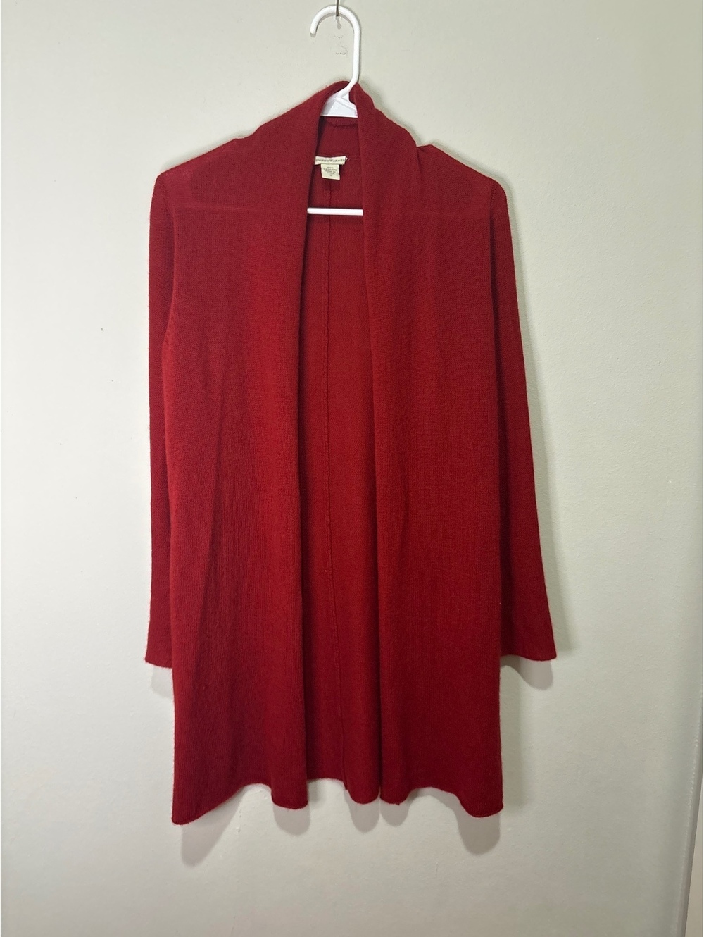 White + Warren Burgandy Cashmere Open Front Cardigan Sweater Size S